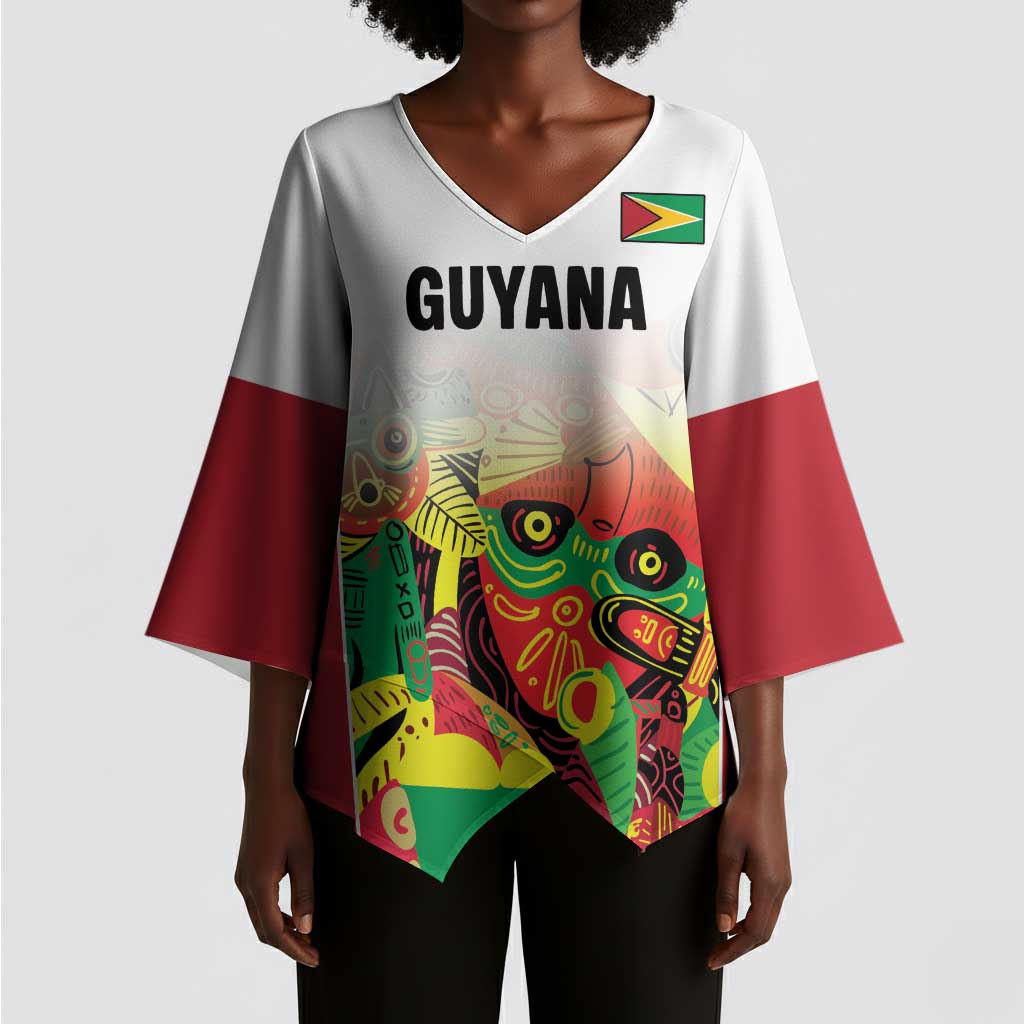 Custom Guyana Football Pride Kimono Sleeve Blouse Golden Jaguars Go Champion - White
