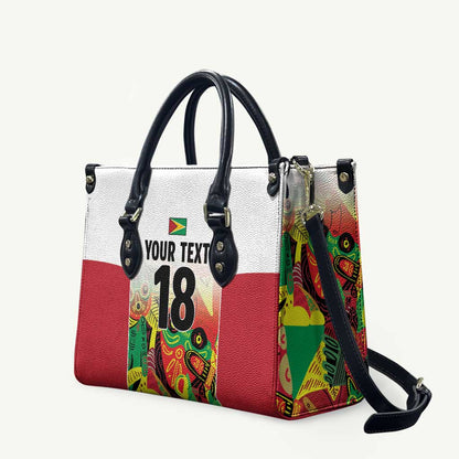 Custom Guyana Football Pride Leather Bag Golden Jaguars Go Champion - White