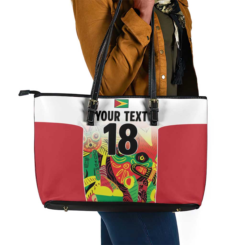 Custom Guyana Football Pride Leather Tote Bag Golden Jaguars Go Champion - White - African Pride