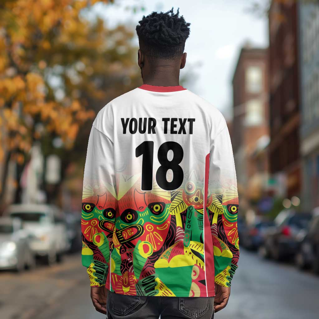Custom Guyana Football Pride Long Sleeve Shirt Golden Jaguars Go Champion - White - African Pride