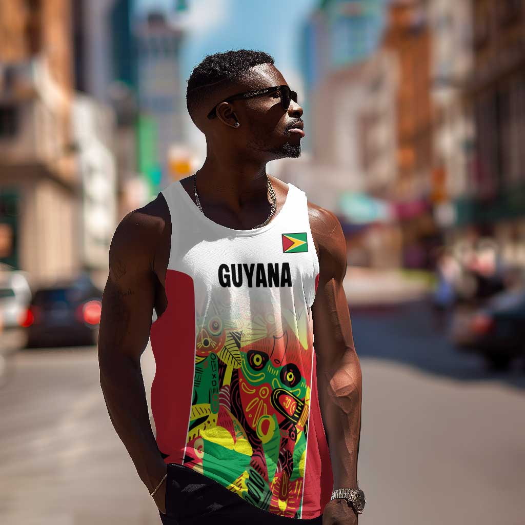 Custom Guyana Football Pride Men Tank Top Golden Jaguars Go Champion - White - African Pride