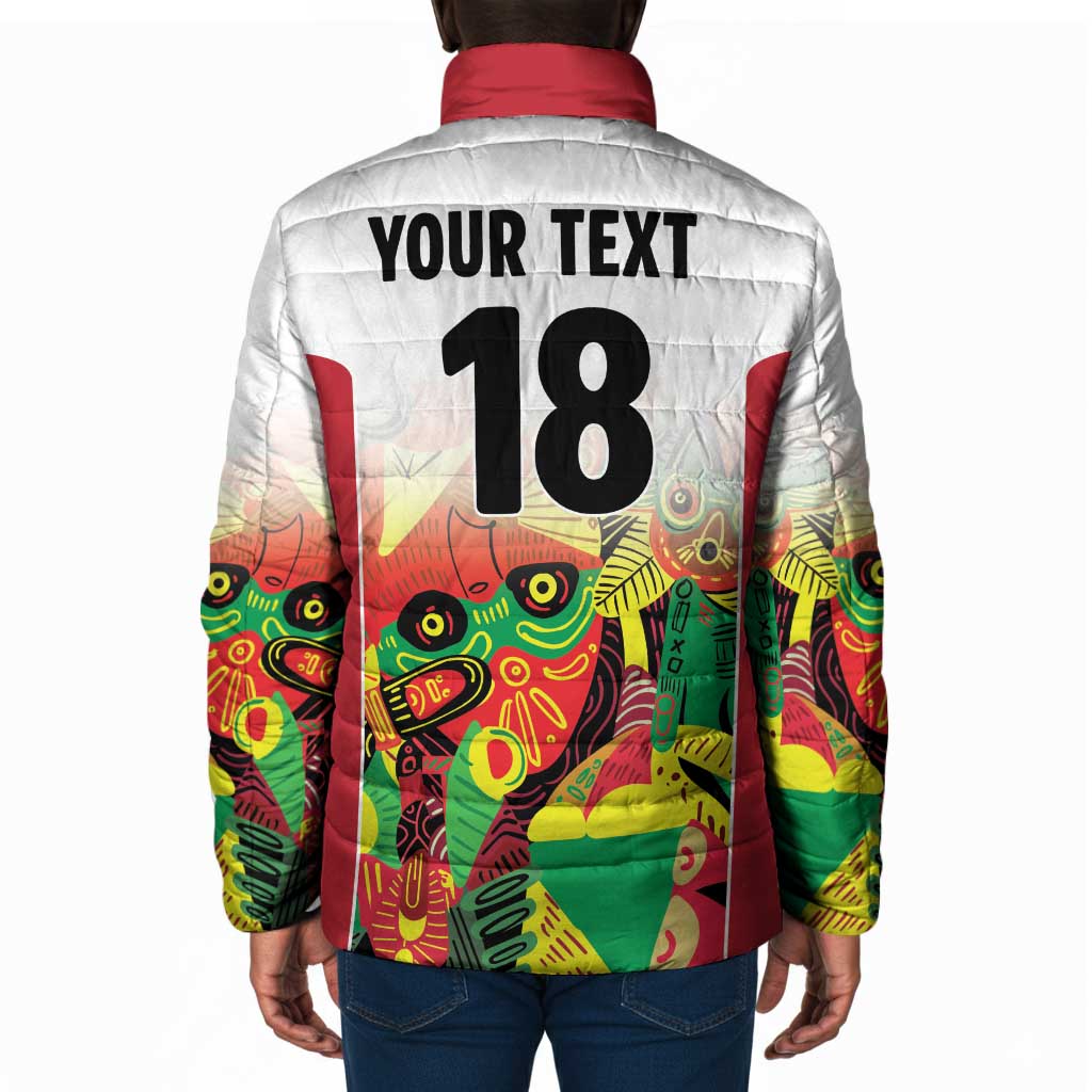Custom Guyana Football Pride Padded Jacket Golden Jaguars Go Champion - White