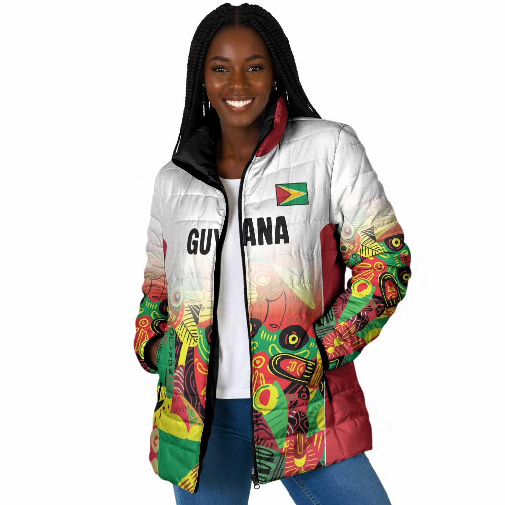 Custom Guyana Football Pride Padded Jacket Golden Jaguars Go Champion - White