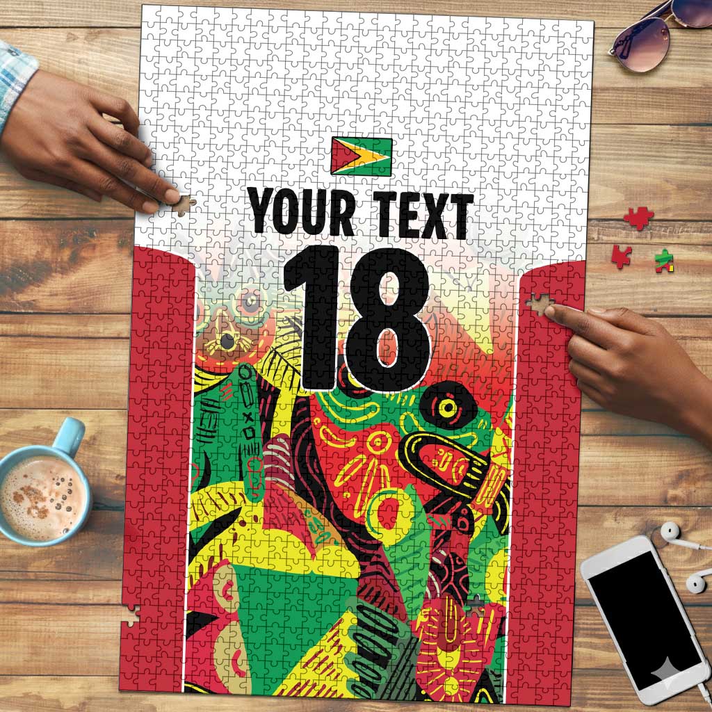Custom Guyana Football Pride Puzzle Golden Jaguars Go Champion - White