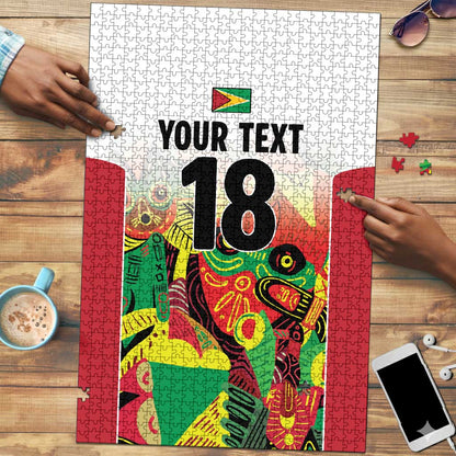 Custom Guyana Football Pride Puzzle Golden Jaguars Go Champion - White