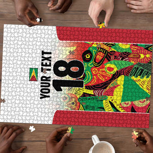 Custom Guyana Football Pride Puzzle Golden Jaguars Go Champion - White