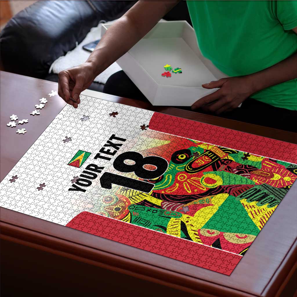 Custom Guyana Football Pride Puzzle Golden Jaguars Go Champion - White