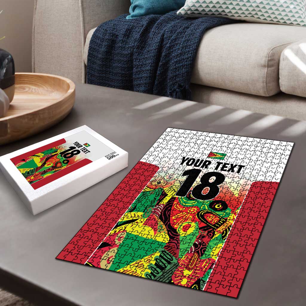 Custom Guyana Football Pride Puzzle Golden Jaguars Go Champion - White