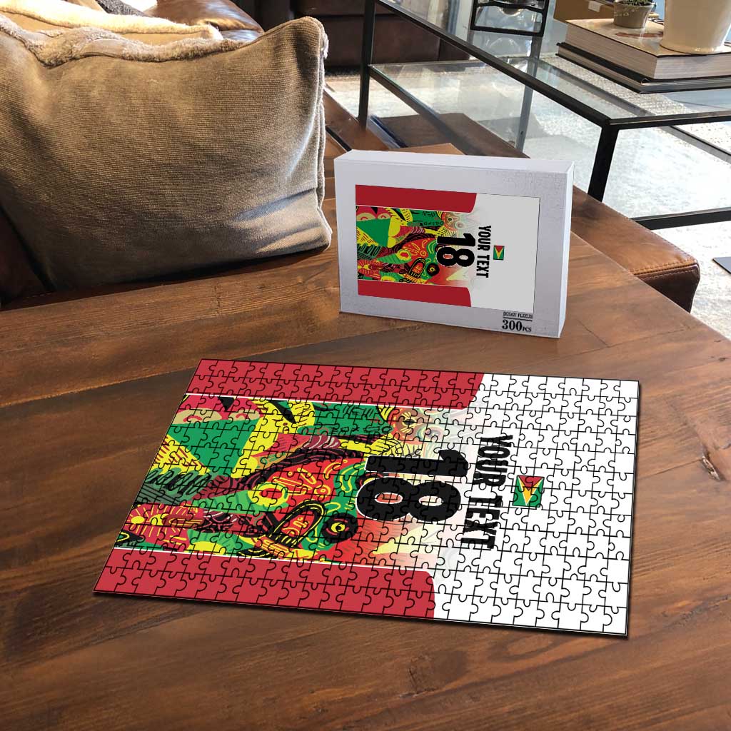 Custom Guyana Football Pride Puzzle Golden Jaguars Go Champion - White