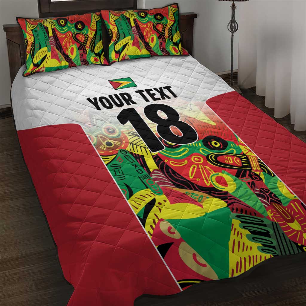 Custom Guyana Football Pride Quilt Bed Set Golden Jaguars Go Champion - White - African Pride