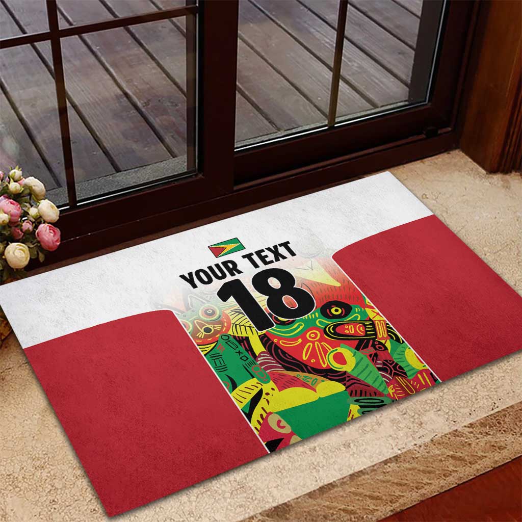 Custom Guyana Football Pride Rubber Doormat Golden Jaguars Go Champion - White - African Pride