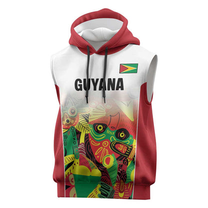 Custom Guyana Football Pride Sleeveless Hoodie Golden Jaguars Go Champion - White - African Pride