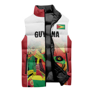 Custom Guyana Football Pride Sleeveless Puffer Jacket Golden Jaguars Go Champion - White