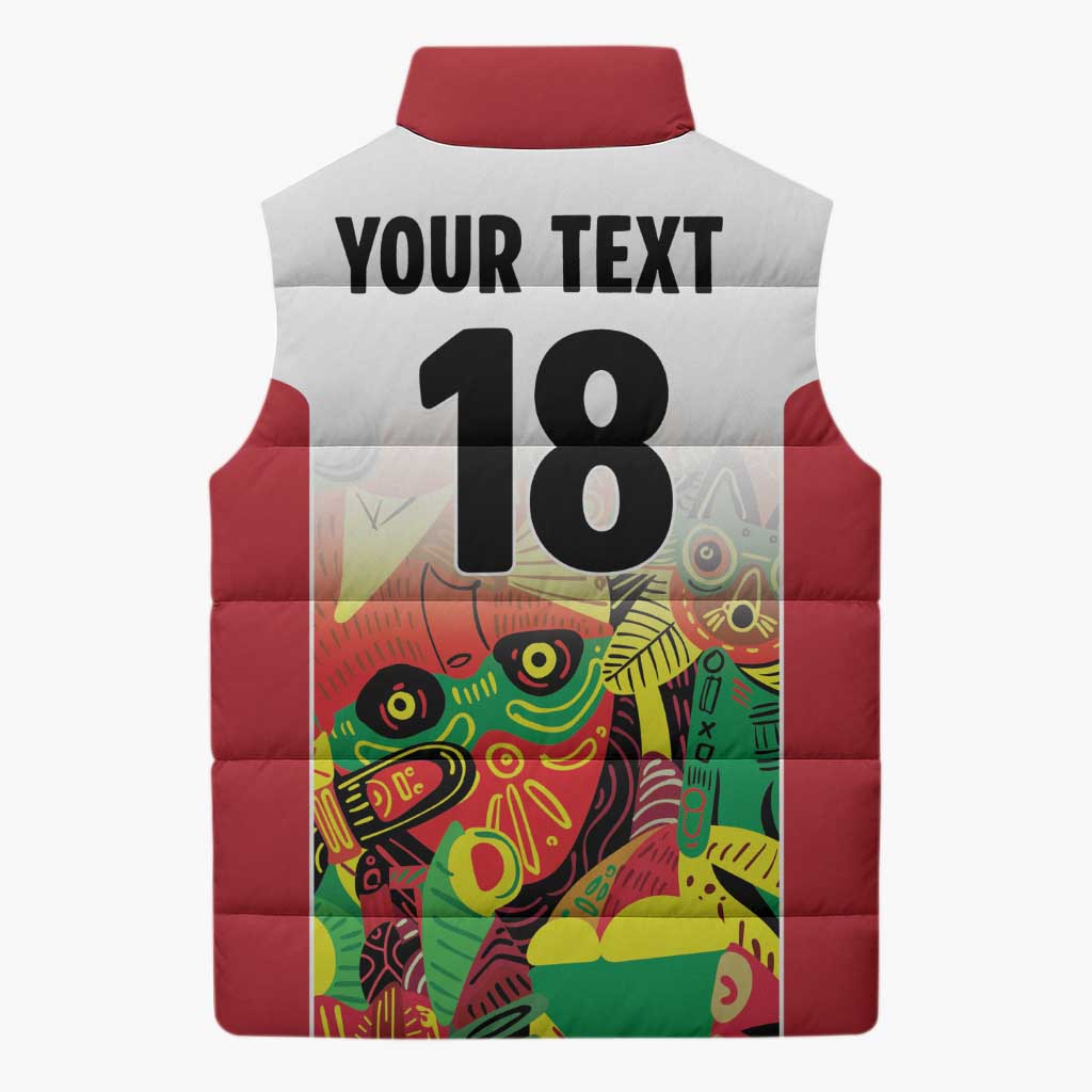Custom Guyana Football Pride Sleeveless Puffer Jacket Golden Jaguars Go Champion - White