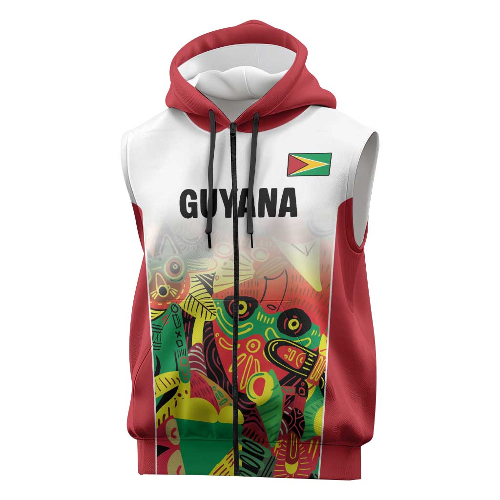 Custom Guyana Football Pride Sleeveless Zip Hoodie Golden Jaguars Go Champion - White - African Pride