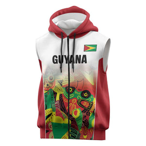 Custom Guyana Football Pride Sleeveless Zip Hoodie Golden Jaguars Go Champion - White - African Pride