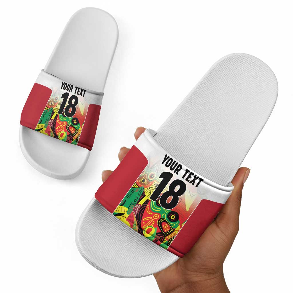 Custom Guyana Football Pride Slide Sandals Golden Jaguars Go Champion - White