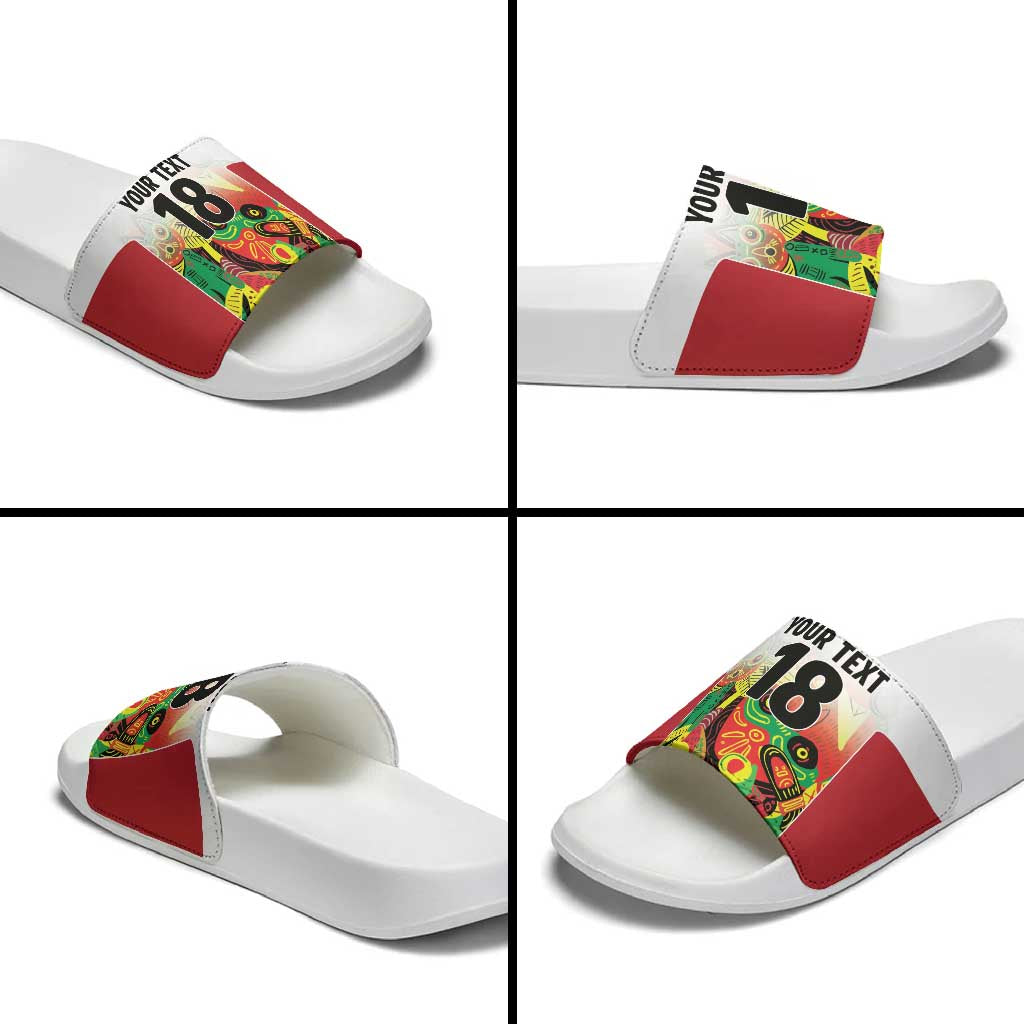 Custom Guyana Football Pride Slide Sandals Golden Jaguars Go Champion - White