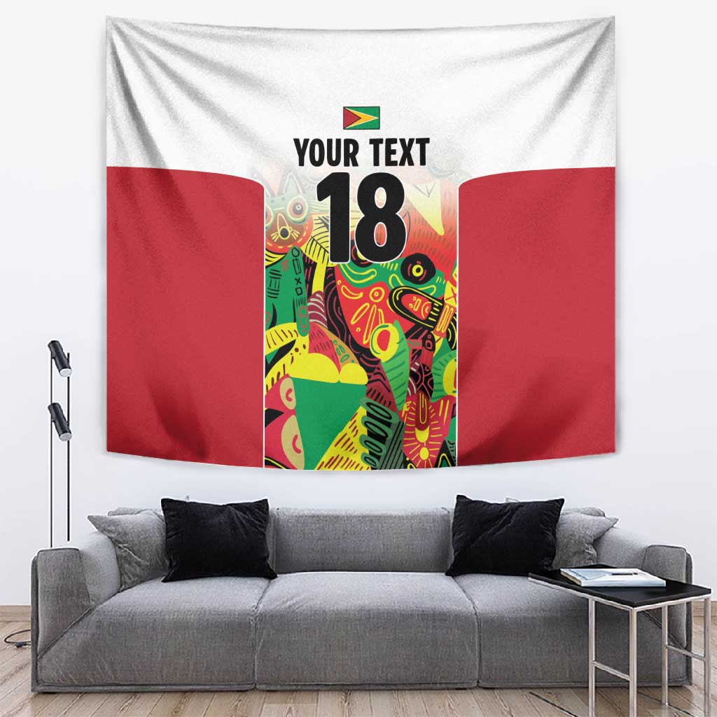 Custom Guyana Football Pride Tapestry Golden Jaguars Go Champion - White - African Pride