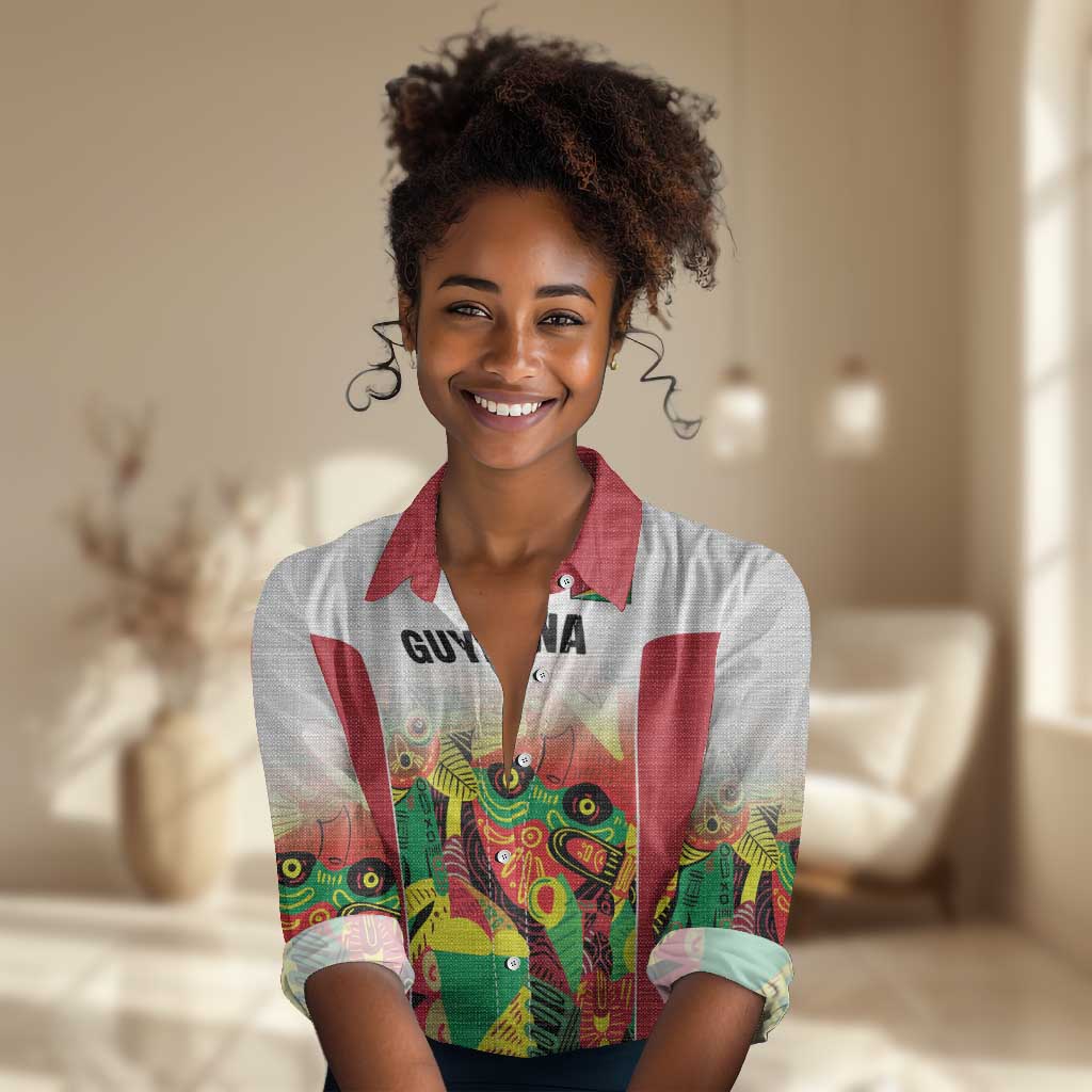 Custom Guyana Football Pride Women Casual Shirt Golden Jaguars Go Champion - White - African Pride