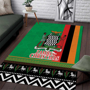 Afro Zambia Christmas Area Rug Coat Of Arms With Kente Pattern