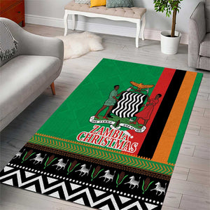 Afro Zambia Christmas Area Rug Coat Of Arms With Kente Pattern