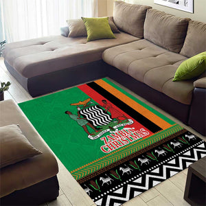 Afro Zambia Christmas Area Rug Coat Of Arms With Kente Pattern