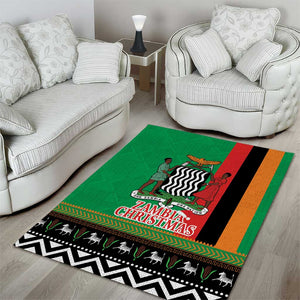 Afro Zambia Christmas Area Rug Coat Of Arms With Kente Pattern