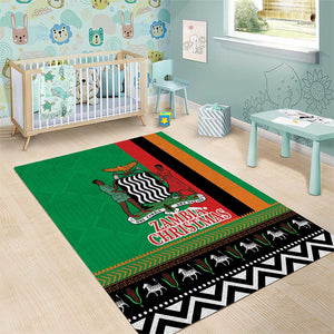 Afro Zambia Christmas Area Rug Coat Of Arms With Kente Pattern