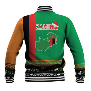 Afro Zambia Christmas Baseball Jacket Coat Of Arms With Kente Pattern