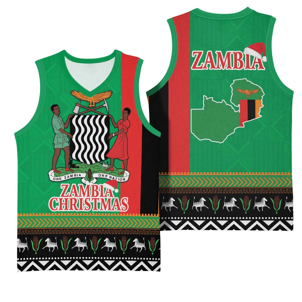 Afro Zambia Christmas Basketball Jersey Coat Of Arms With Kente Pattern LT18
