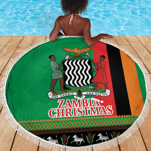 Afro Zambia Christmas Beach Blanket Coat Of Arms With Kente Pattern