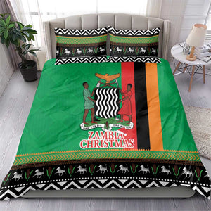 Afro Zambia Christmas Bedding Set Coat Of Arms With Kente Pattern