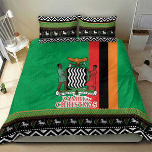 Afro Zambia Christmas Bedding Set Coat Of Arms With Kente Pattern