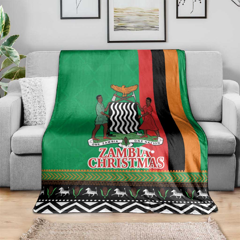 Afro Zambia Christmas Blanket Coat Of Arms With Kente Pattern