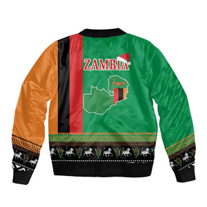 Afro Zambia Christmas Bomber Jacket Coat Of Arms With Kente Pattern