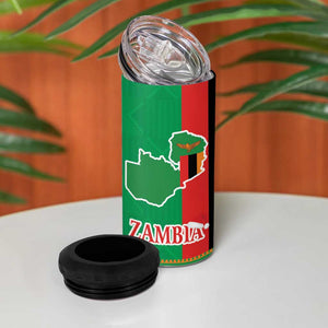 Afro Zambia Christmas 4 in 1 Can Cooler Tumbler Coat Of Arms With Kente Pattern