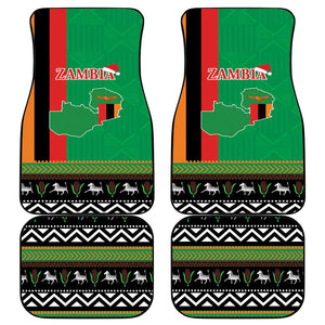 Afro Zambia Christmas Car Mats Coat Of Arms With Kente Pattern