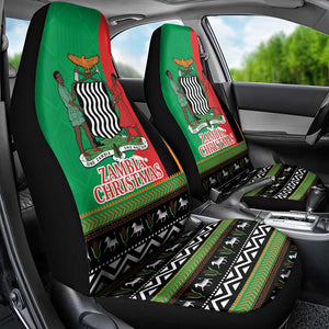 Afro Zambia Christmas Car Seat Cover Coat Of Arms With Kente Pattern