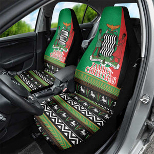 Afro Zambia Christmas Car Seat Cover Coat Of Arms With Kente Pattern