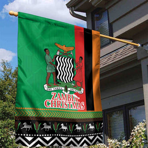 Afro Zambia Christmas Garden Flag Coat Of Arms With Kente Pattern