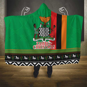 Afro Zambia Christmas Hooded Blanket Coat Of Arms With Kente Pattern