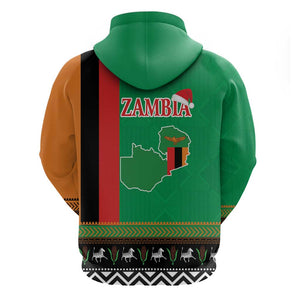 Afro Zambia Christmas Hoodie Coat Of Arms With Kente Pattern