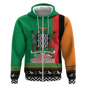 Afro Zambia Christmas Hoodie Coat Of Arms With Kente Pattern