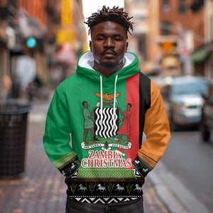 Afro Zambia Christmas Hoodie Coat Of Arms With Kente Pattern