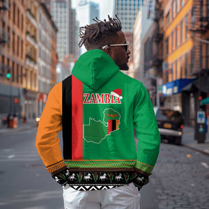 Afro Zambia Christmas Hoodie Coat Of Arms With Kente Pattern