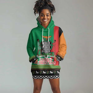 Afro Zambia Christmas Hoodie Dress Coat Of Arms With Kente Pattern