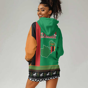 Afro Zambia Christmas Hoodie Dress Coat Of Arms With Kente Pattern