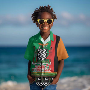 Afro Zambia Christmas Kid Hawaiian Shirt Coat Of Arms With Kente Pattern