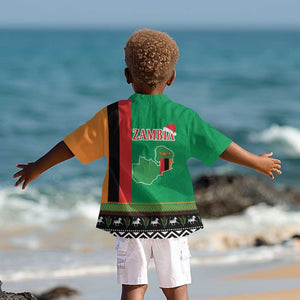 Afro Zambia Christmas Kid Hawaiian Shirt Coat Of Arms With Kente Pattern